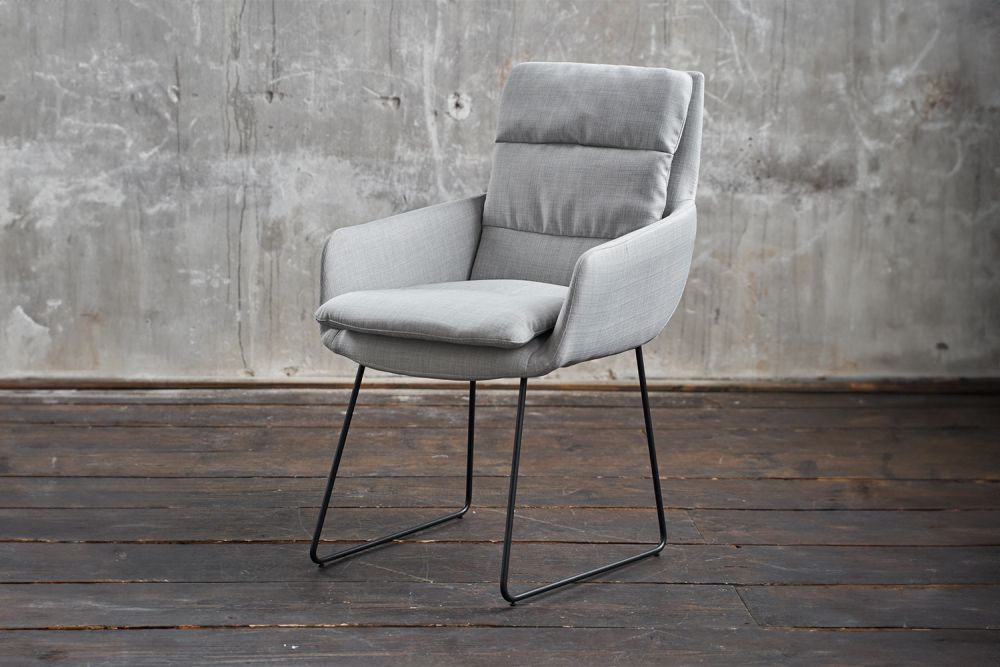 2.ª oportunidad KAWOLA sillón VINCE sillón de comedor tela gris claro
