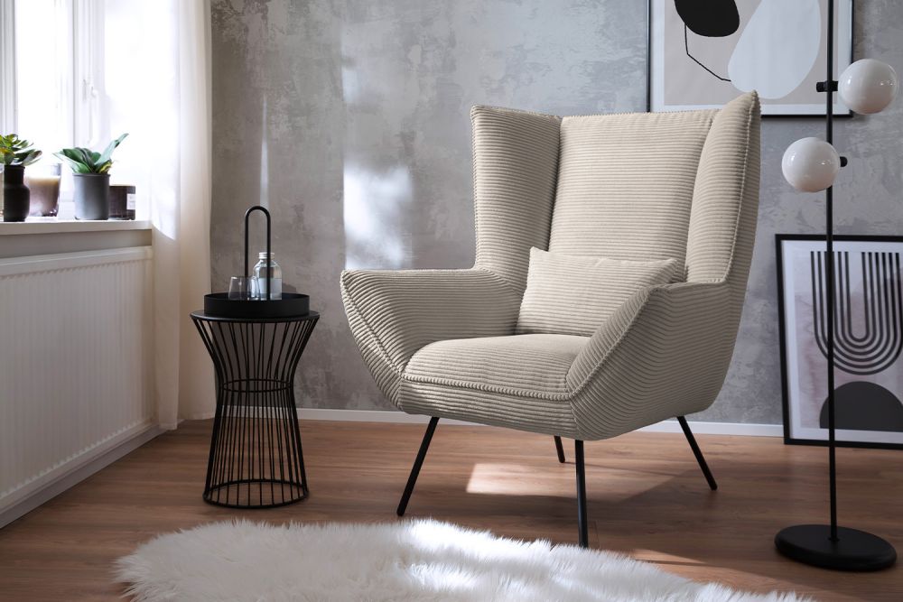 KAWOLA sillón IVA reclinable pana gris piedra
