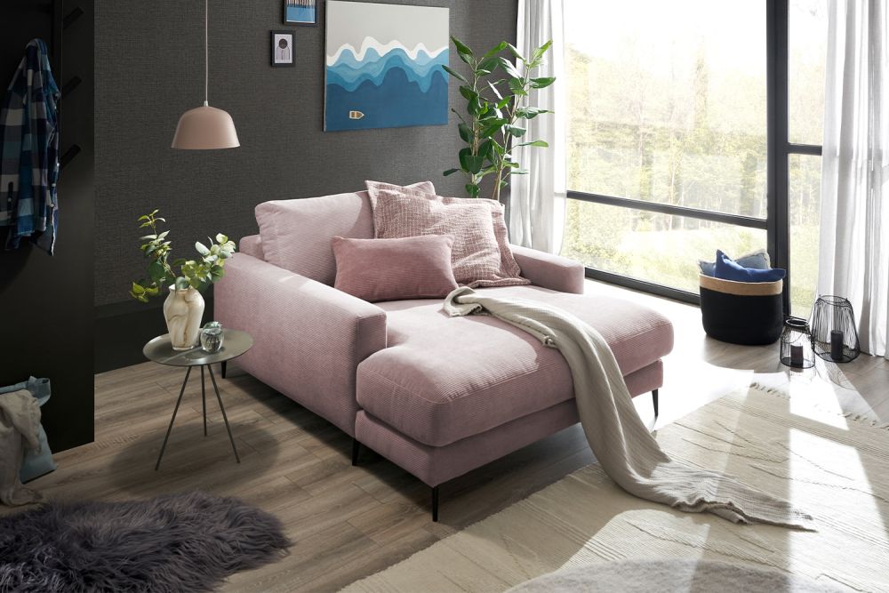 KAWOLA Chaise longue CARA pana fina rosa