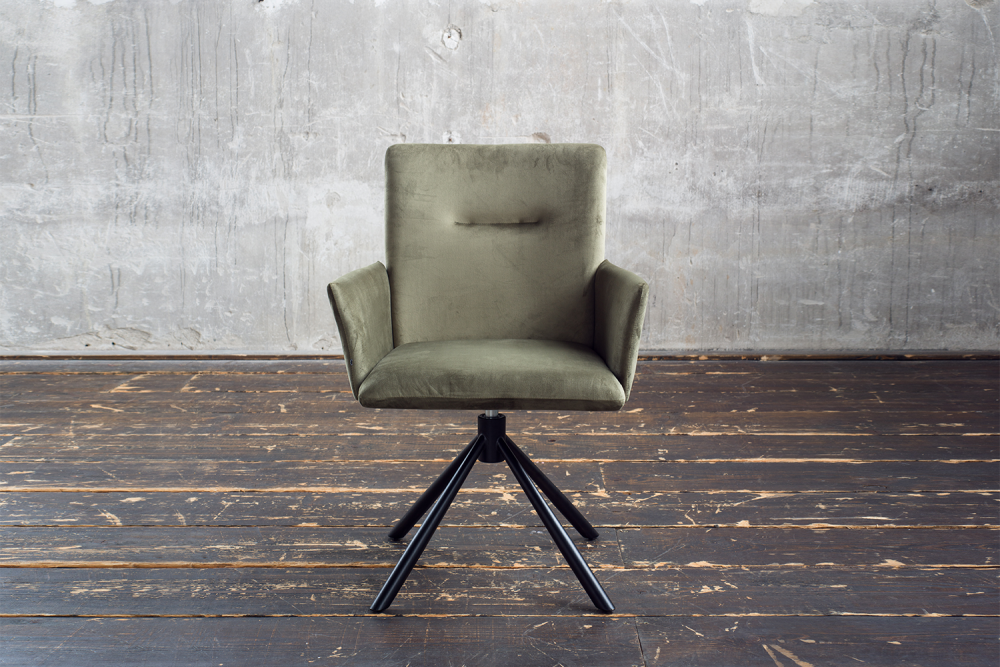 KAWOLA silla de comedor KYRA silla giratoria Terciopelo verde oliva