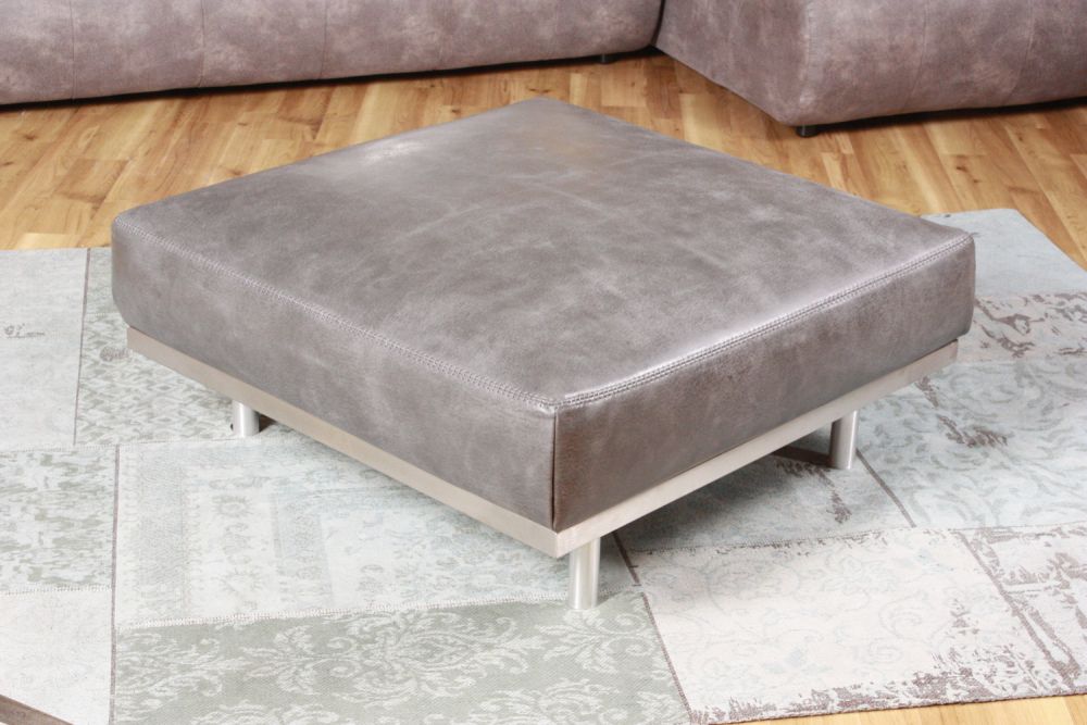KAWOLA taburete OPRA cuero Toledo color gris plateado