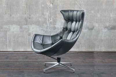 KAWOLA sillón giratorio SKIO sillón cuero gris plata
