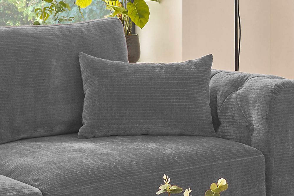 KAWOLA cojín puntiagudo SEPHI rectangular pana gris vintage