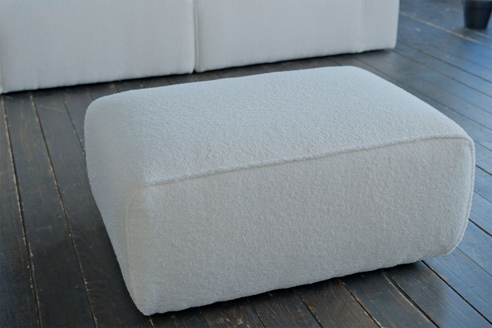 KAWOLA taburete NELE taburete tapizado tela crema blanco