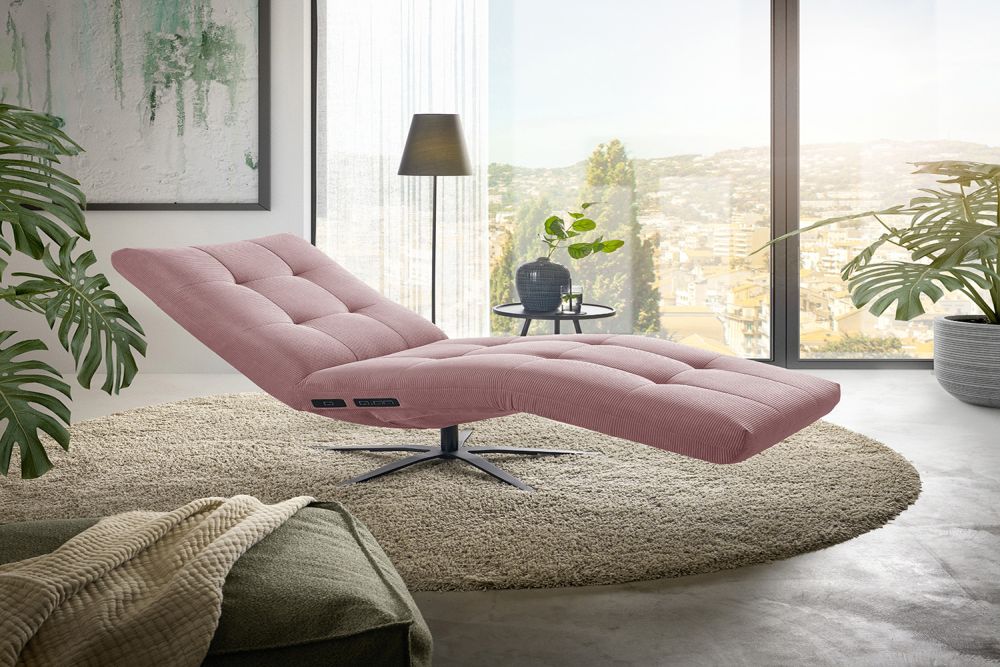 KAWOLA Sillón de descanso LETICIA motorizado cuerda fina rosa