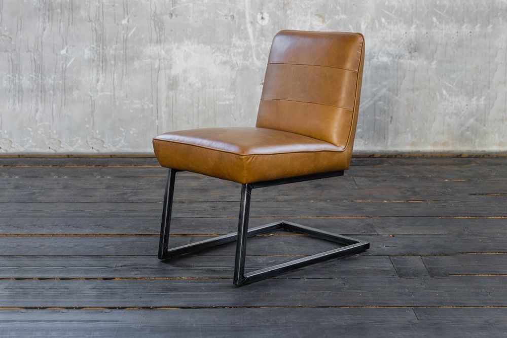 KAWOLA silla de comedor SALI cantilever cuero vintage marrón