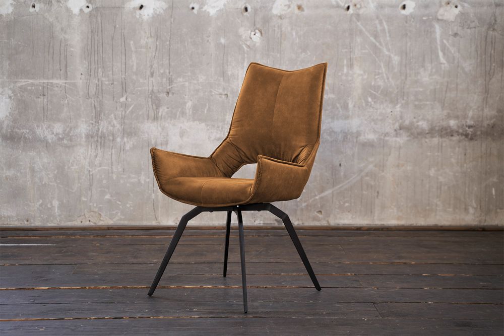 2.ª oportunidad KAWOLA silla de comedor SIVO silla giratoria tela coñac