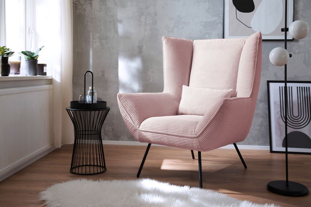 KAWOLA sillón IVA reclinable pana rosa