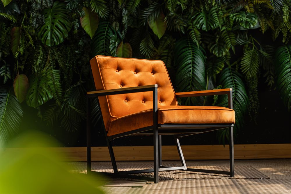 KAWOLA sillón tapizado ARLY tapizado sillón Terciopelo coñac