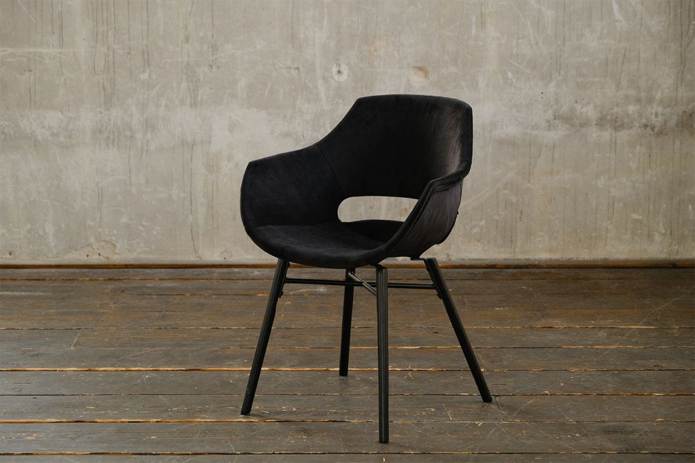 KAWOLA ZAJA silla de comedor Terciopelo negro
