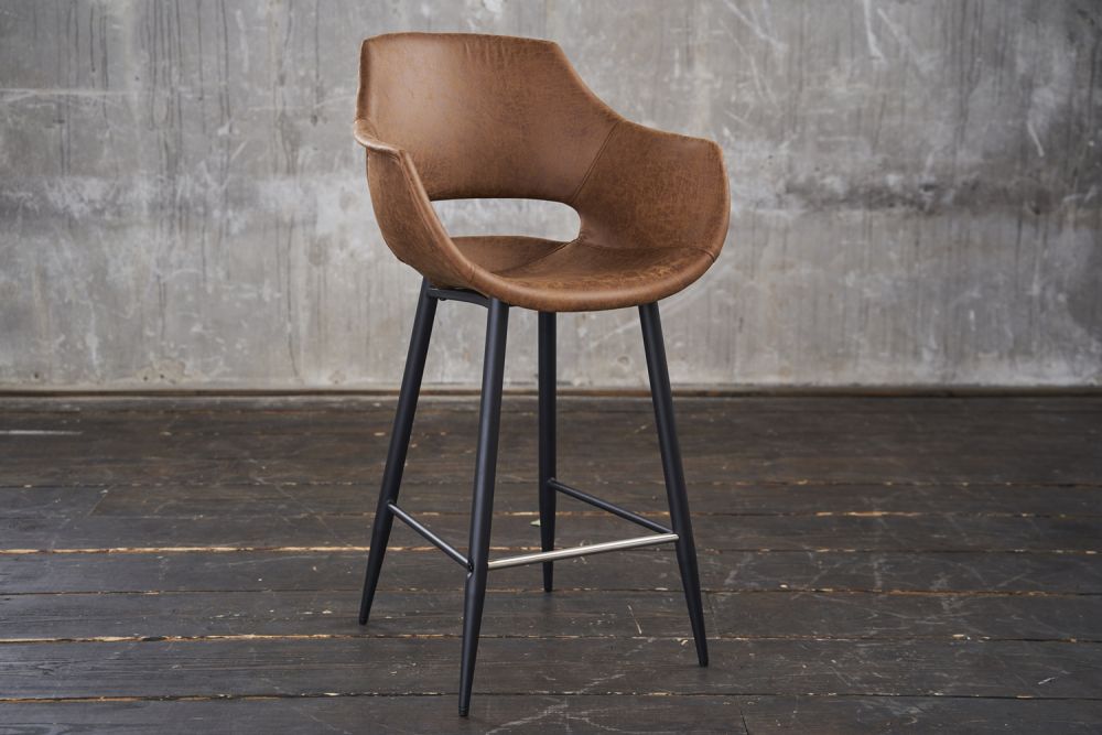 KAWOLA taburete de bar ZAJA taburete de bar altura del asiento 76 cm microfibra coñac