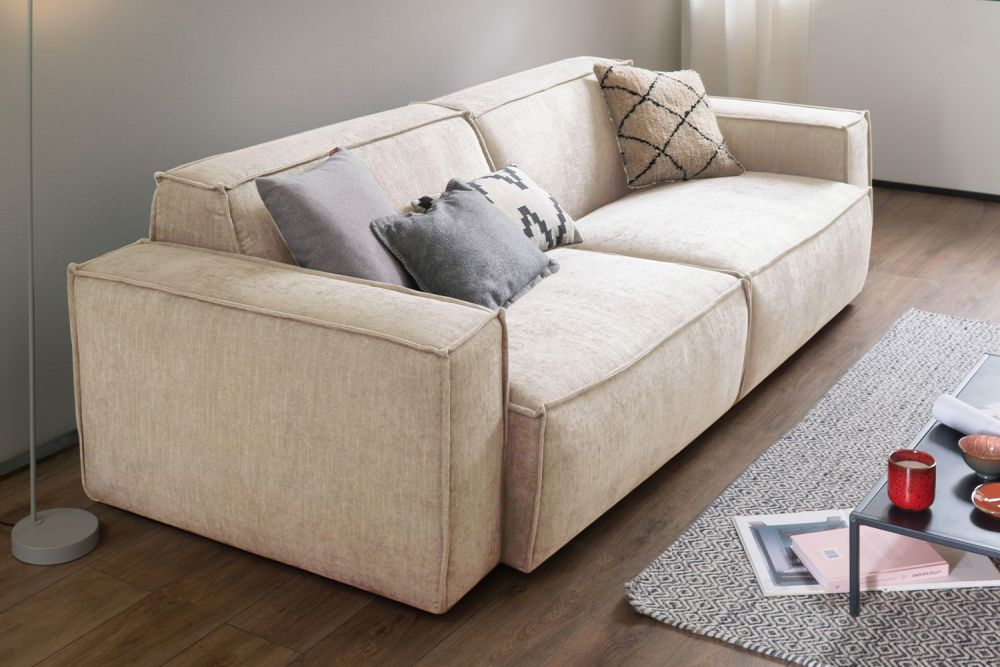 KAWOLA Sofá SAMU tela beige