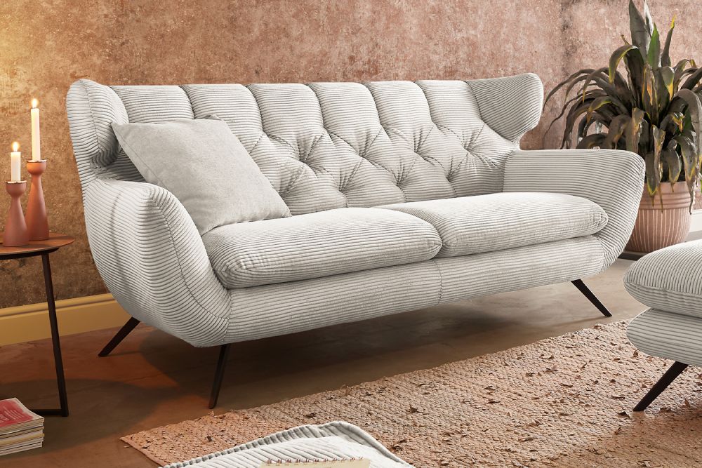 KAWOLA Sofá CHARME Pana crema blanco