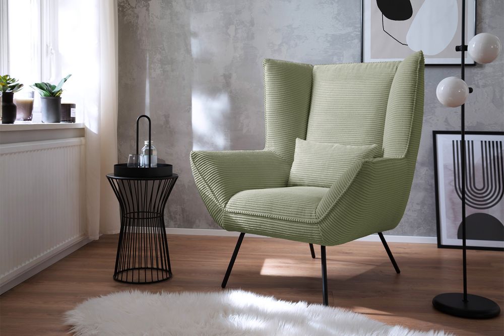 KAWOLA sillón IVA reclinable pana verde oliva