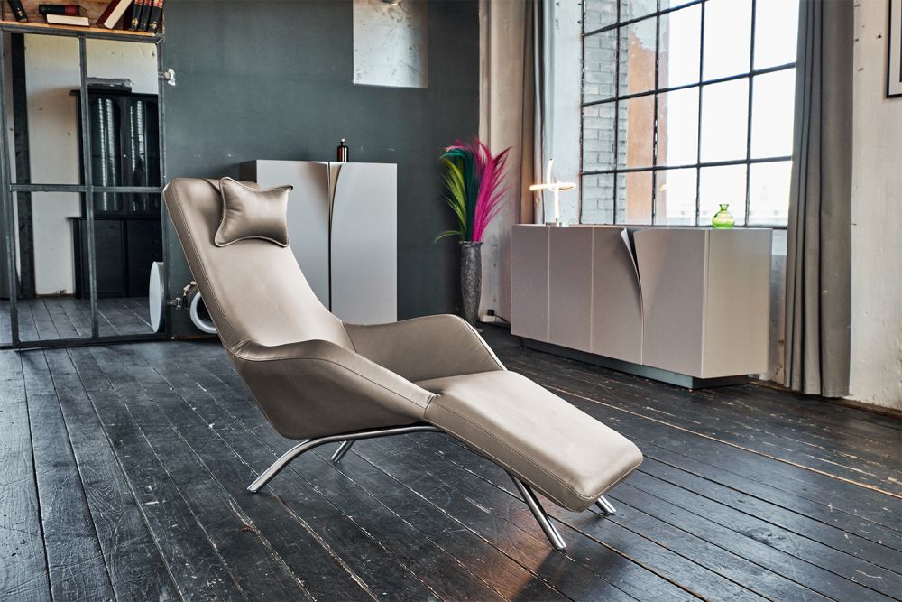 KAWOLA sillón reclinable CAVAL cuero gris claro