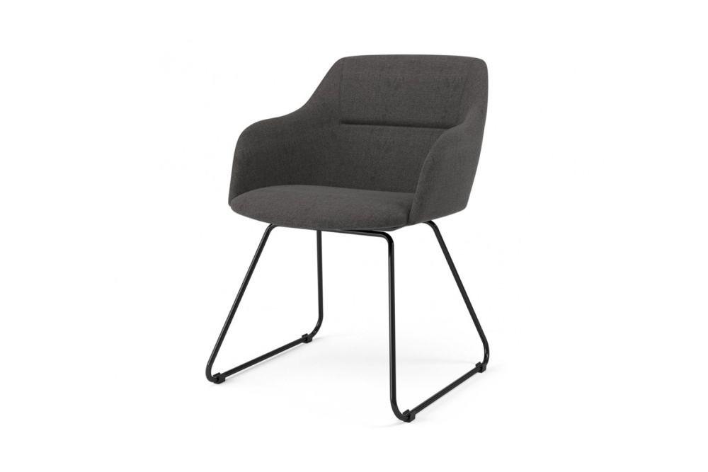 Silla KAWOLA MALIMA tela antracita corredera metal negro