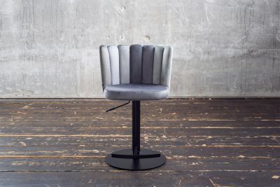 KAWOLA taburete de bar JADA silla giratoria regulable en altura Terciopelo gris
