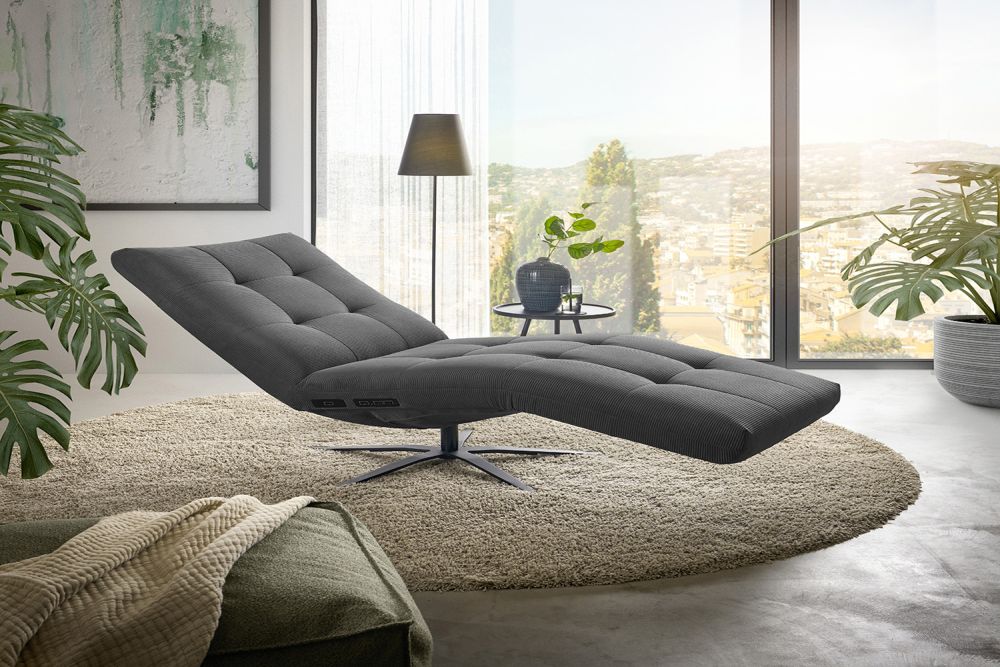KAWOLA Sillón de descanso LETICIA motorizado cuerda fina antracita