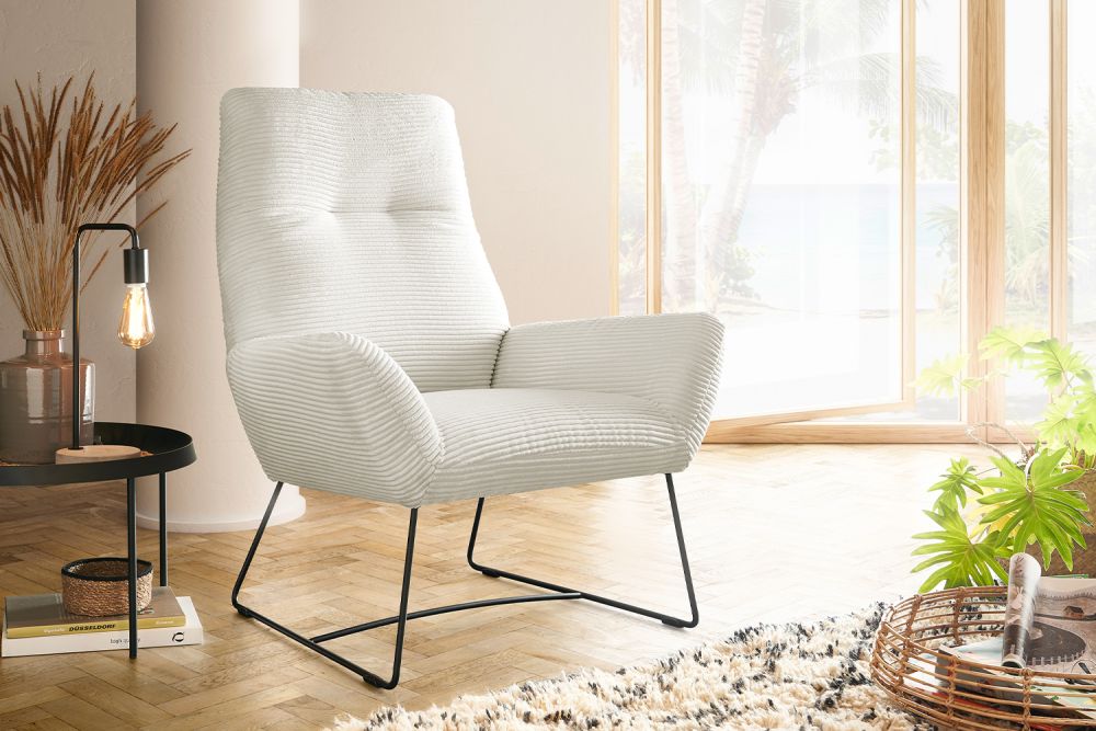 Sillón KAWOLA BISA Cord crema blanco