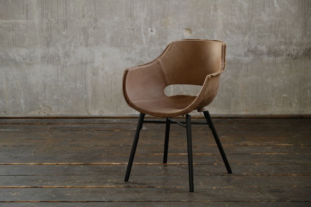 KAWOLA silla ZAJA Exclusiva silla de comedor de cuero genuino coñac