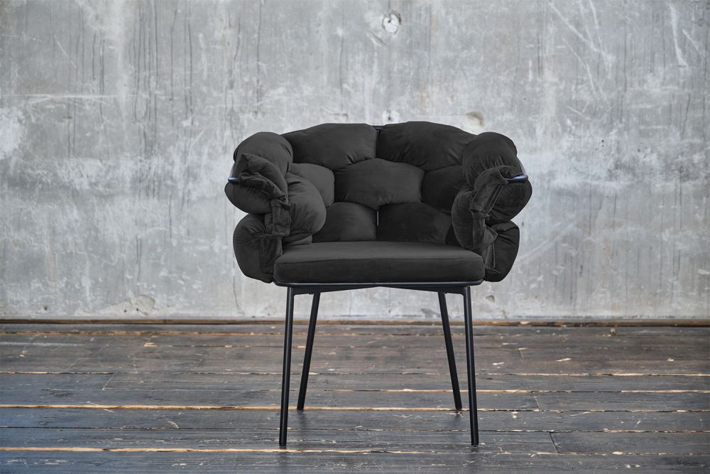 2.ª oportunidad KAWOLA silla MONTY silla de diseño terciopelo negro