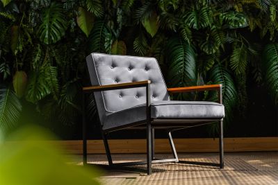 KAWOLA sillón ARLY tapizado sillón tapizado Terciopelo gris