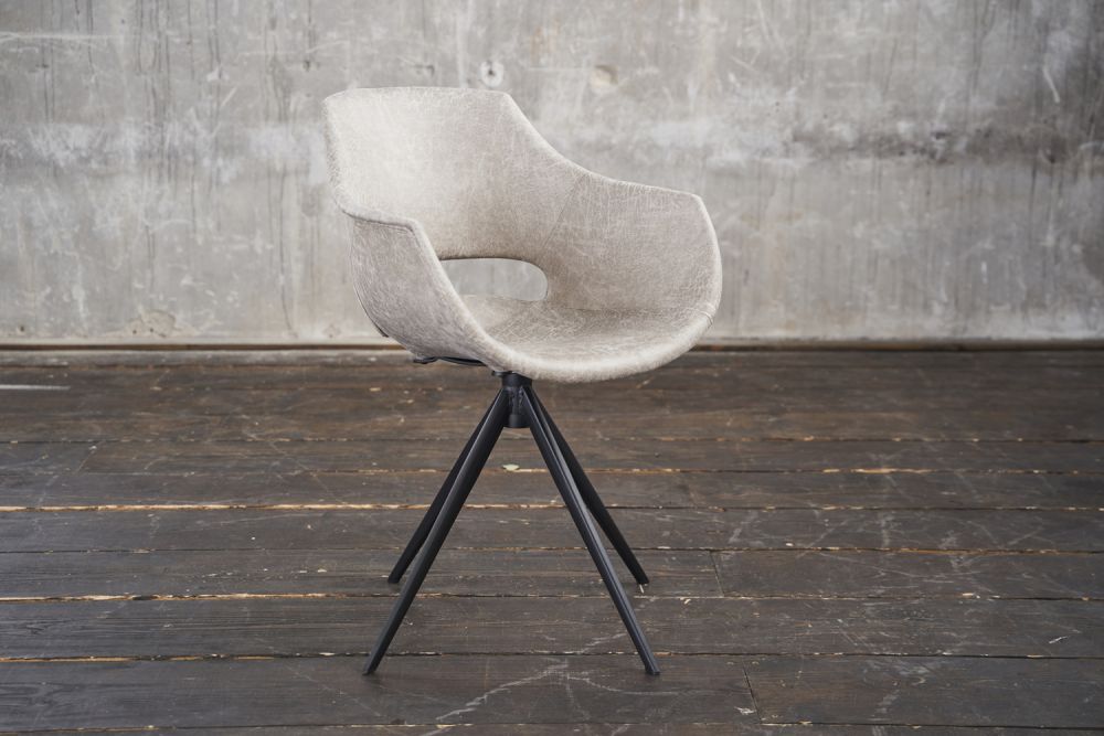 2.ª oportunidad KAWOLA silla ZAJA silla de comedor microfibra giratoria vintage crema blanco