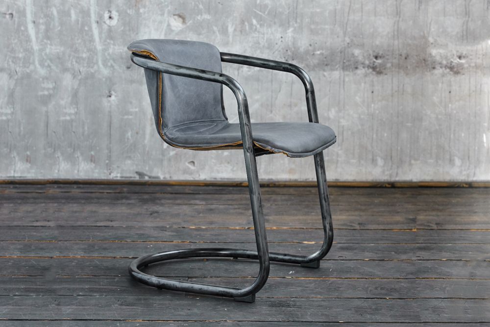 KAWOLA silla FILLY silla de comedor silla de comedor de cuero gris A/A/P: 54/73/61cm