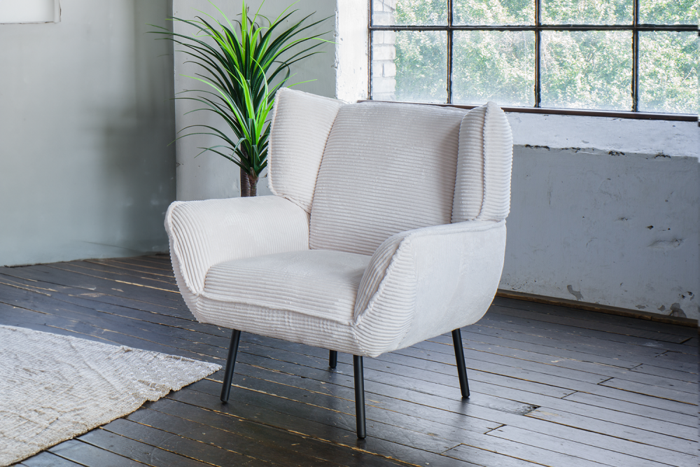 KAWOLA sillón CALLA reclinable pana crema blanco