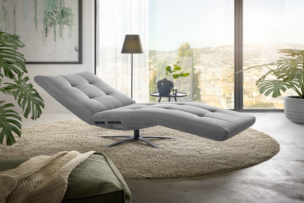 KAWOLA Sillón de descanso LETICIA motorizado cuerda fina gris