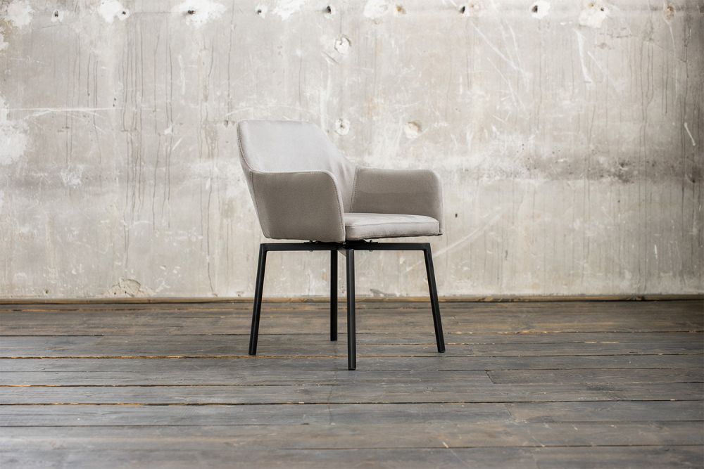 2.ª oportunidad KAWOLA Sillón Loui microfibra gris claro pies negro mate