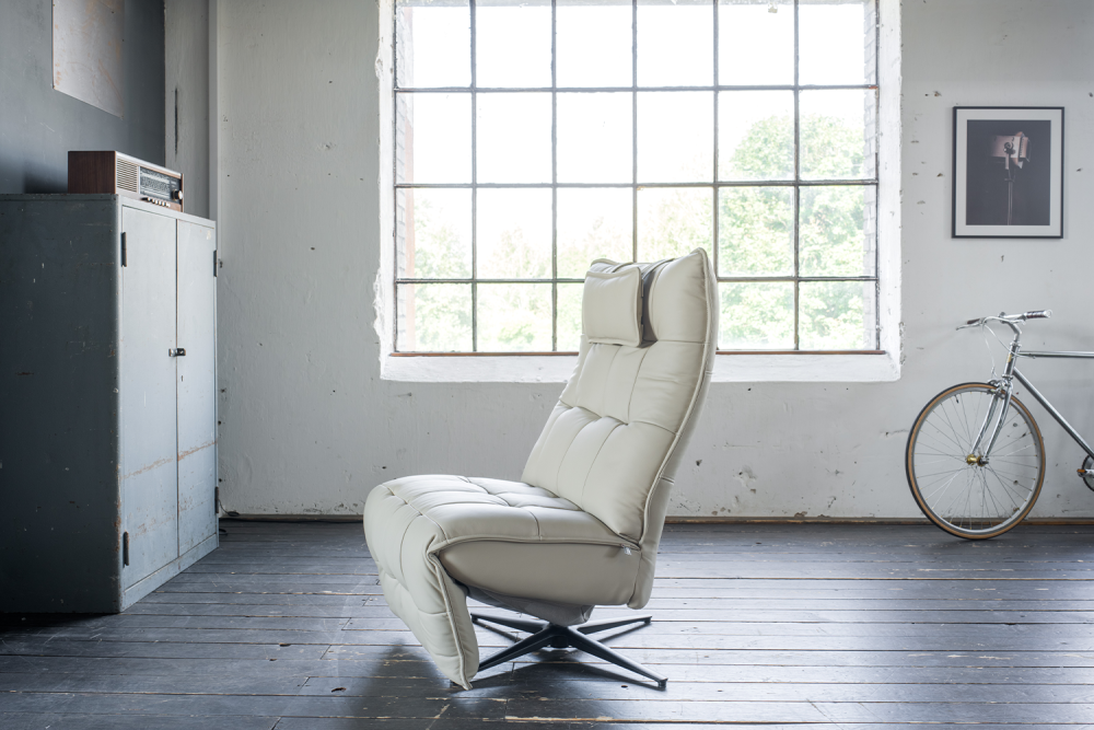 KAWOLA sillón MIKO reclinable giratorio cuero gris