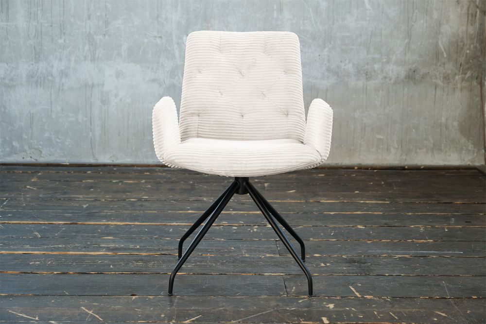 KAWOLA silla NEW CHARME silla giratoria silla de comedor pana blanca
