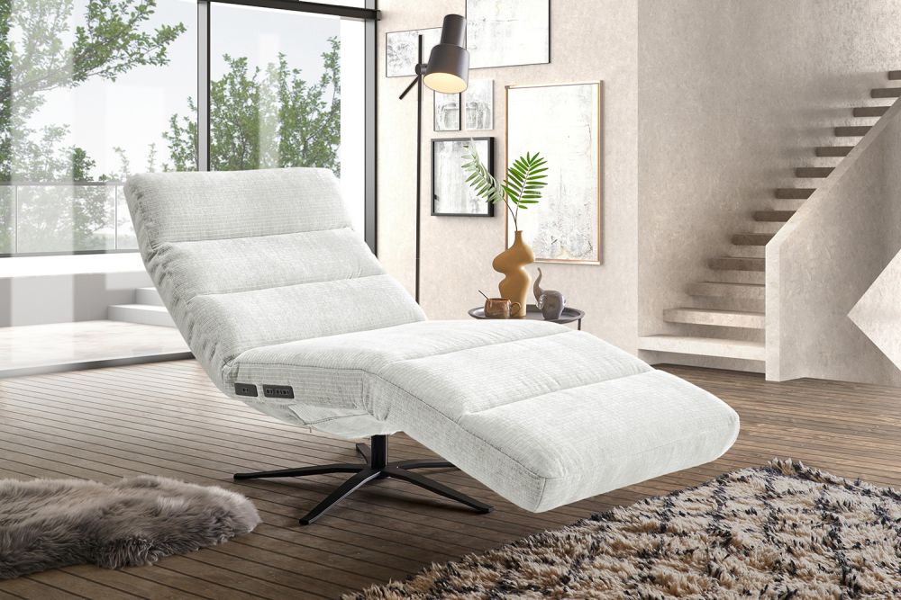 KAWOLA Sillón de descanso motorizado ALINA Pana Vintage blanco