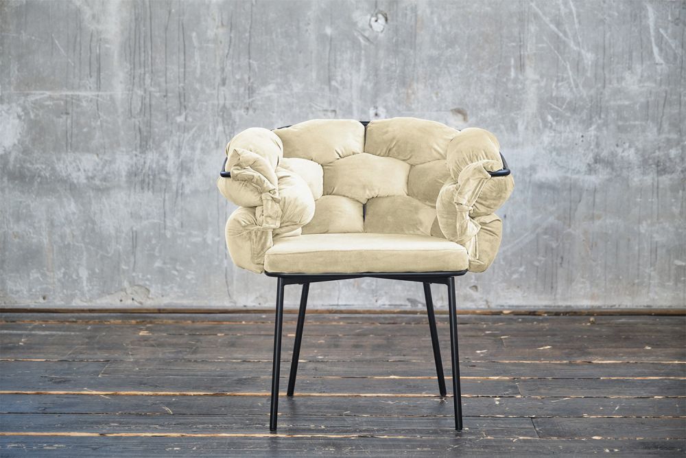 2.ª oportunidad KAWOLA silla MONTY silla de diseño terciopelo crema blanco