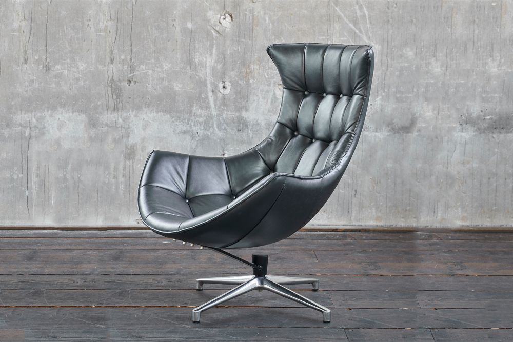 KAWOLA sillón giratorio SKIO sillón cuero gris plata