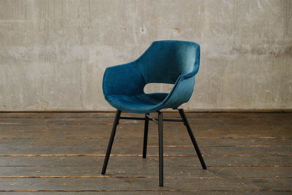 2.ª oportunidad Silla KAWOLA Silla de comedor ZAJA Terciopelo petróleo