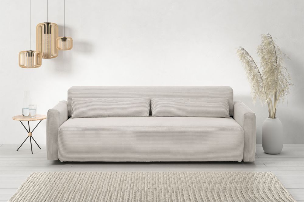 KAWOLA Sofá cama NEO Sofá cama pana gris piedra