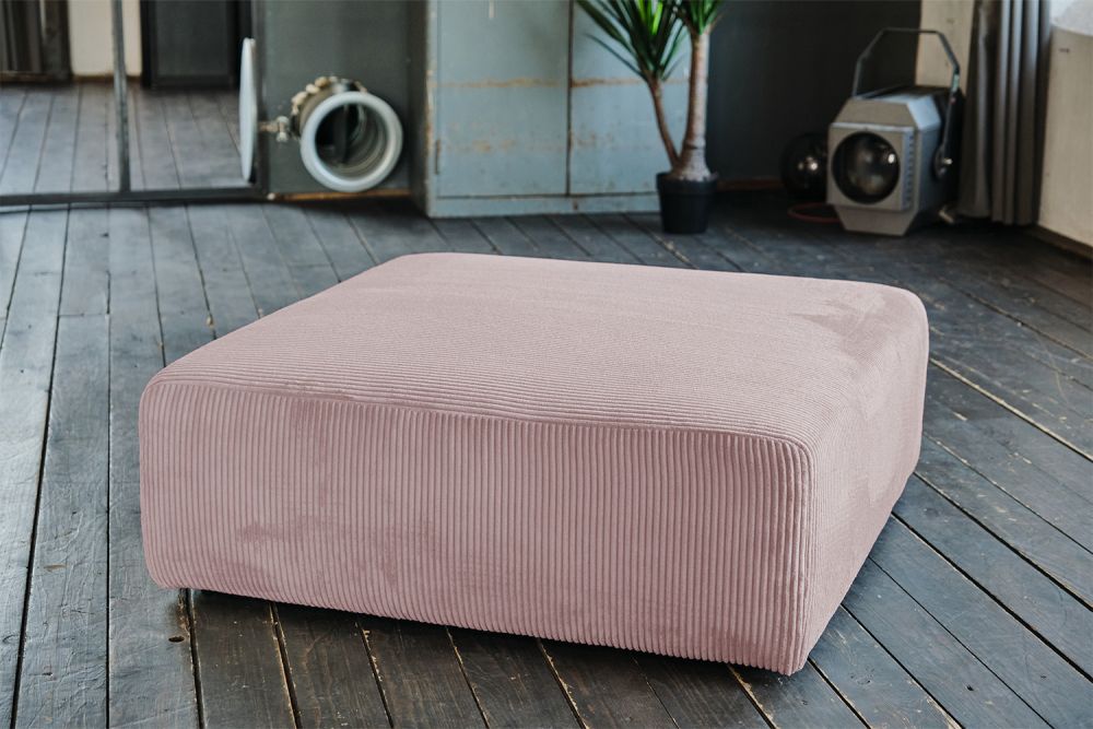 KAWOLA taburete WIOLO SOFT elemento para sentarse para sofá modular pana rosa