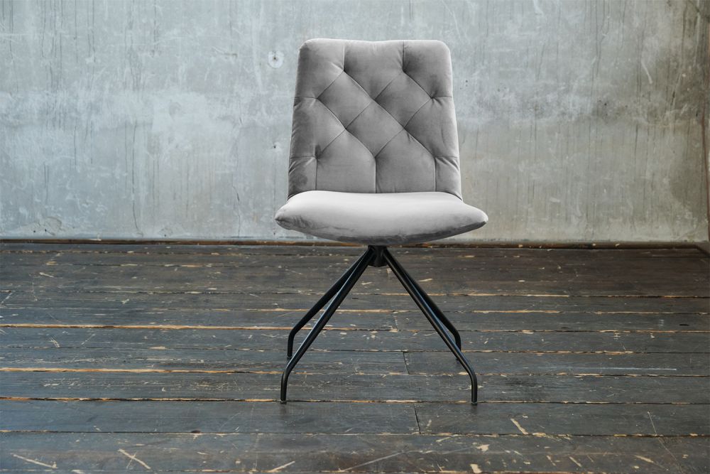 KAWOLA silla NEW CHARME silla giratoria silla de comedor Terciopelo plata
