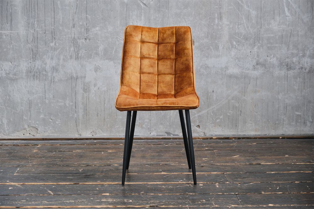 2.ª oportunidad Silla KAWOLA Silla de comedor CLARA Terciopelo coñac