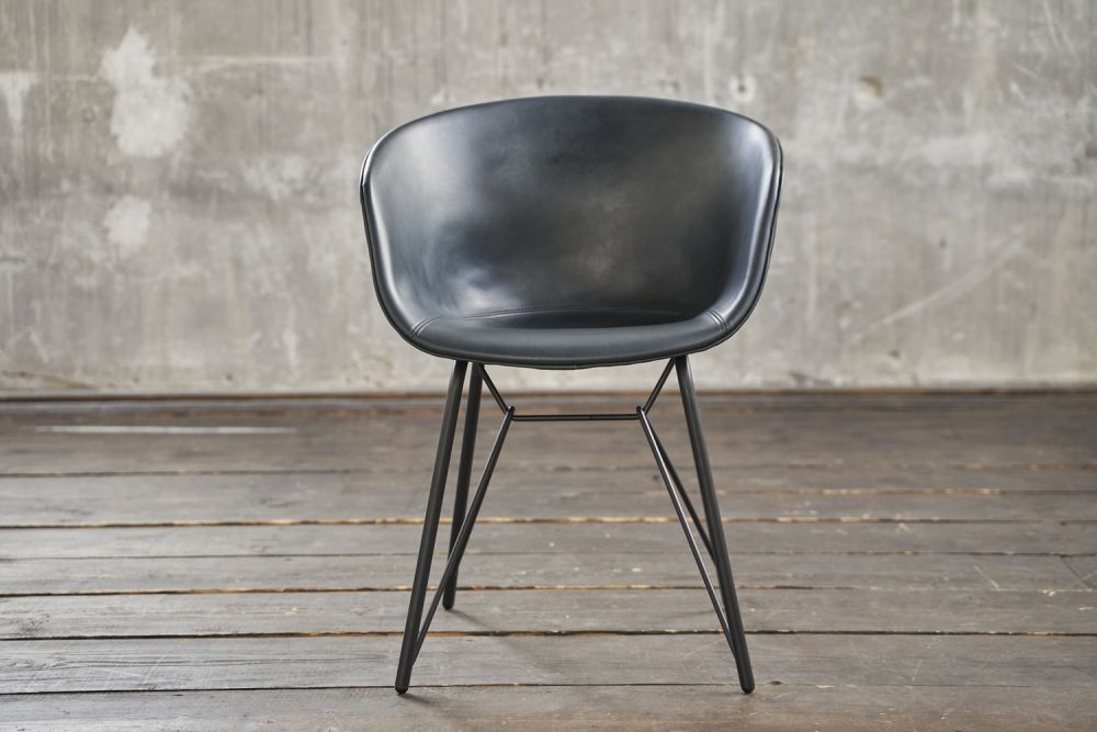 KAWOLA silla DANI silla de comedor cuatro patas imitación cuero azul