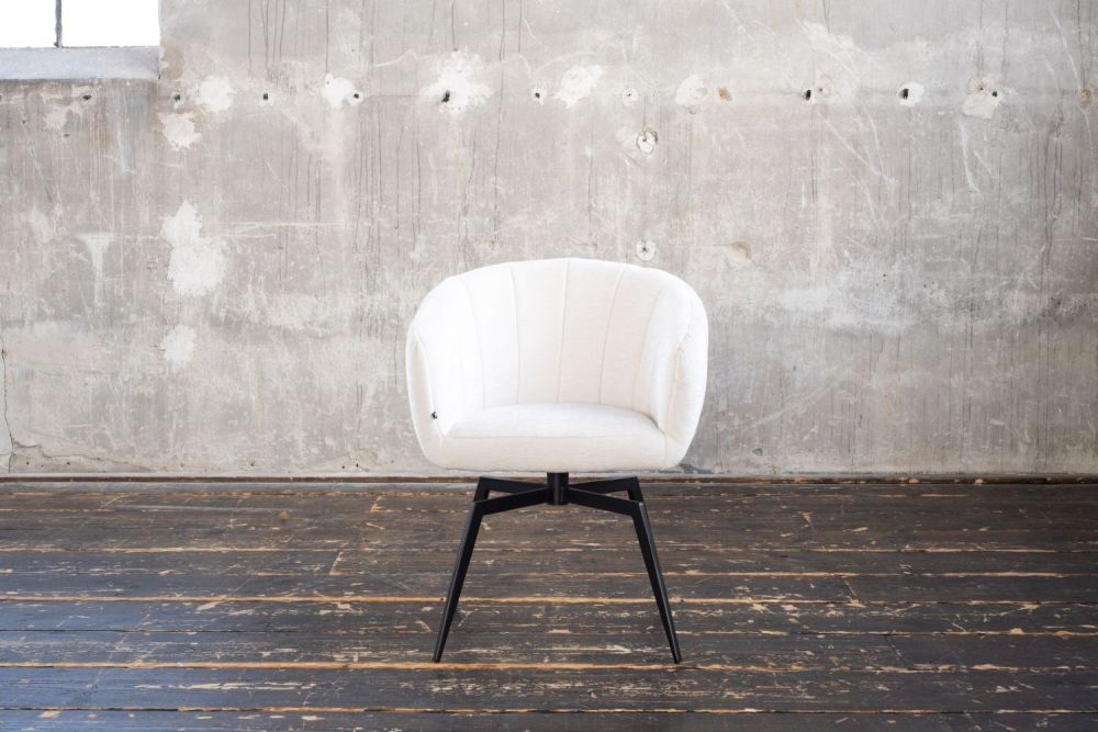 KAWOLA silla de comedor LIMA silla giratoria tela crema blanco