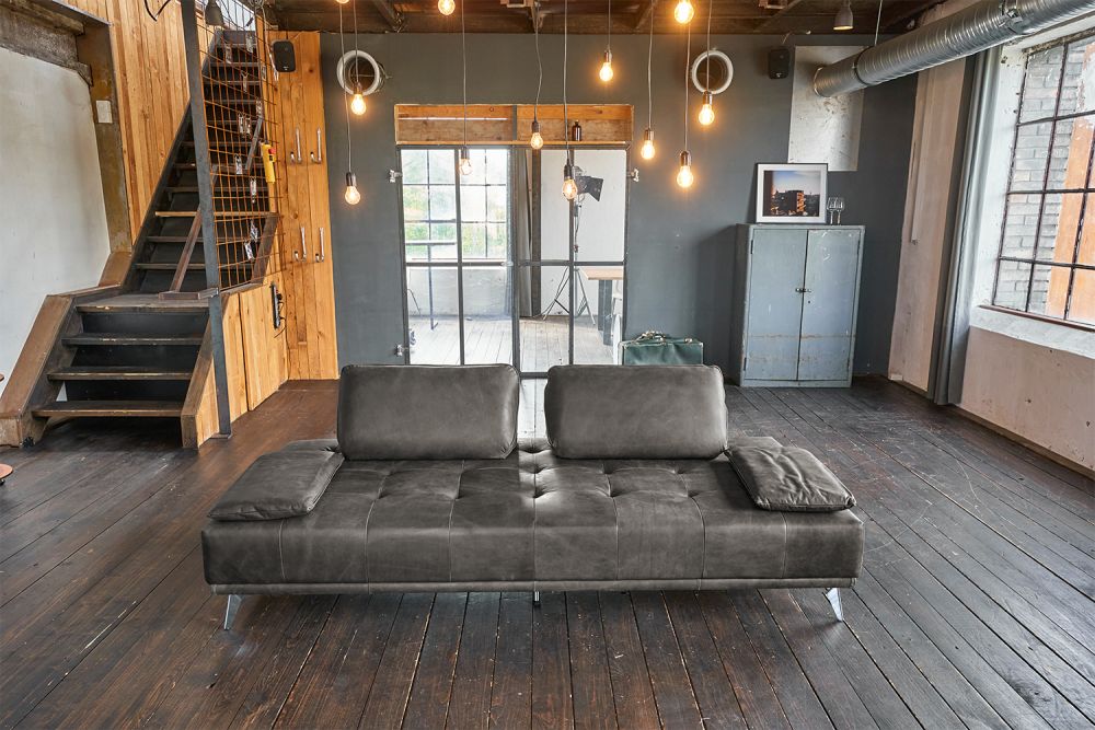 KAWOLA Sofá cama WIOLO sofá cama de cuero gris