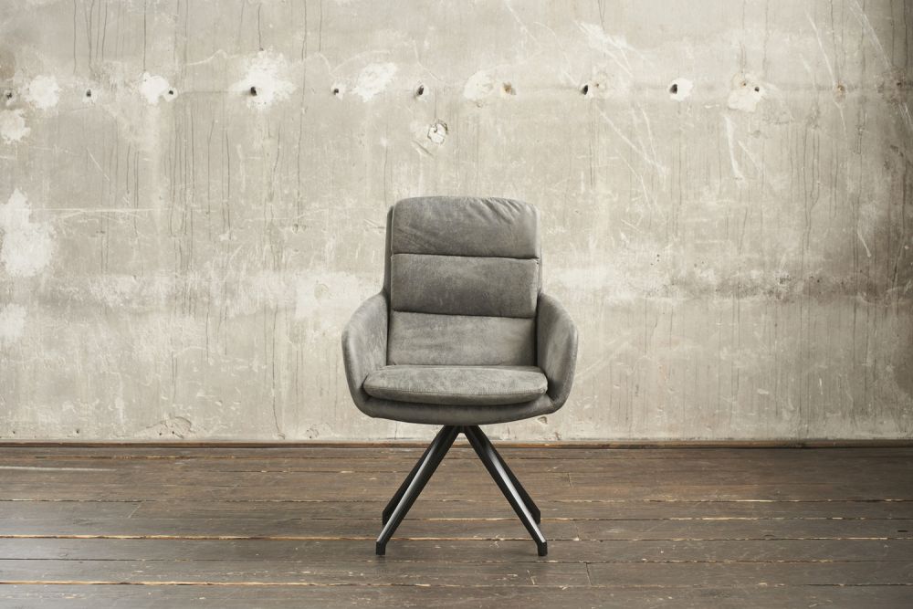 KAWOLA sillón VINCE sillón giratorio microfibra gris