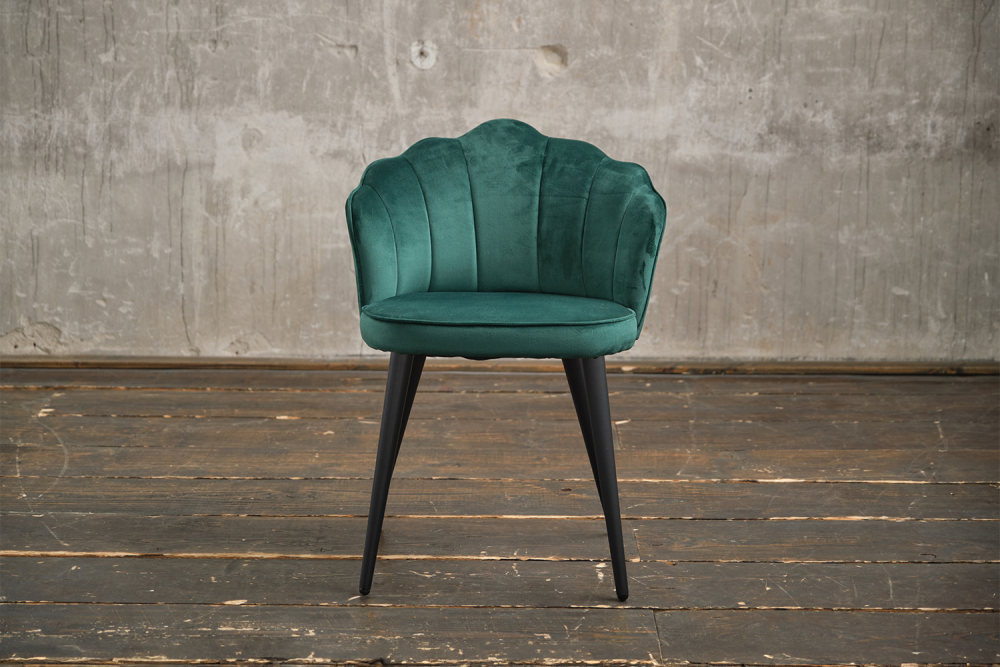 2.ª oportunidad Silla KAWOLA Silla de comedor SALLY Terciopelo verde pié negro