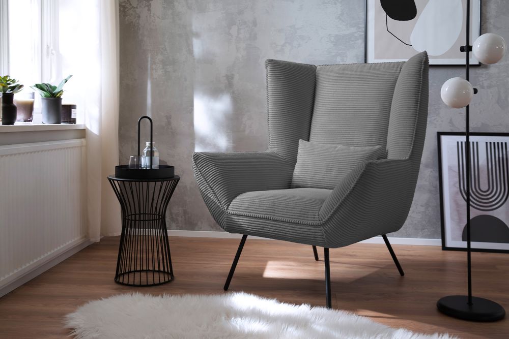 KAWOLA sillón IVA reclinable pana gris