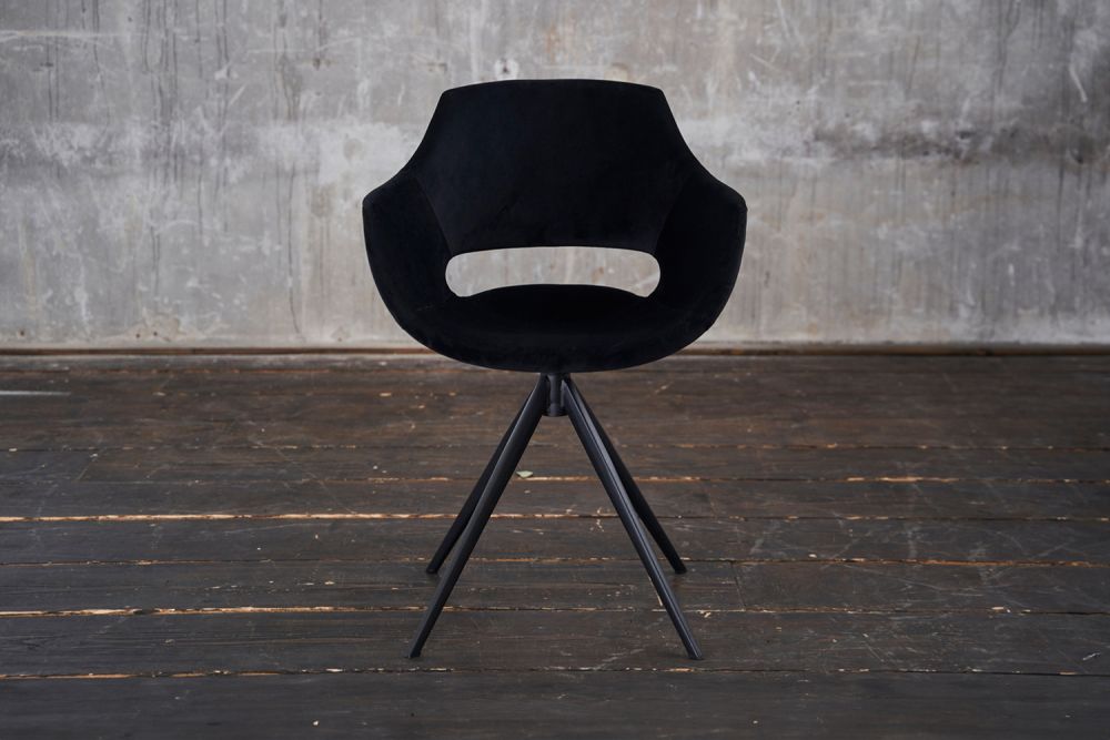 2.ª oportunidad KAWOLA silla ZAJA silla de comedor giratoria terciopelo negro