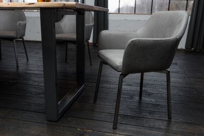 Sillón Loui sillón de comedor giratorio de microfibra gris claro