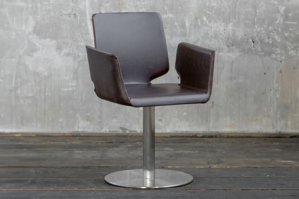 KAWOLA PUNE silla de comedor silla giratoria piel sintética marrón